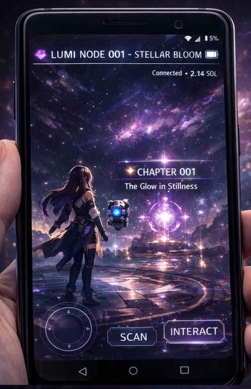 Android preview of LumiNya: Riftwalkers AR node screen
